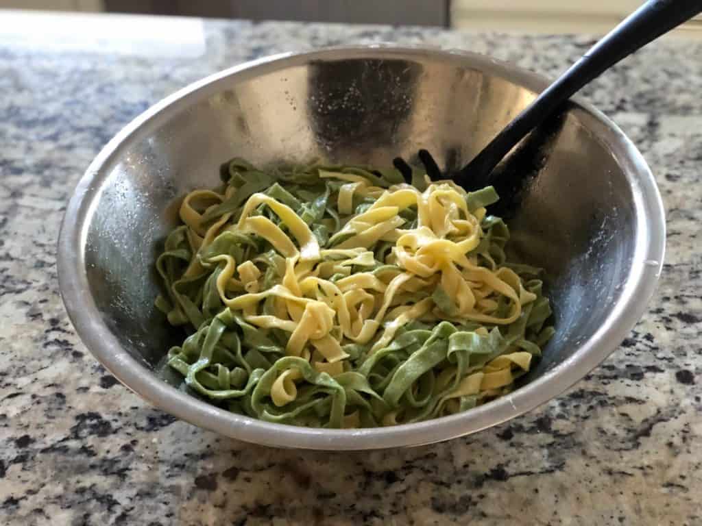Homemade spinach fettuccine